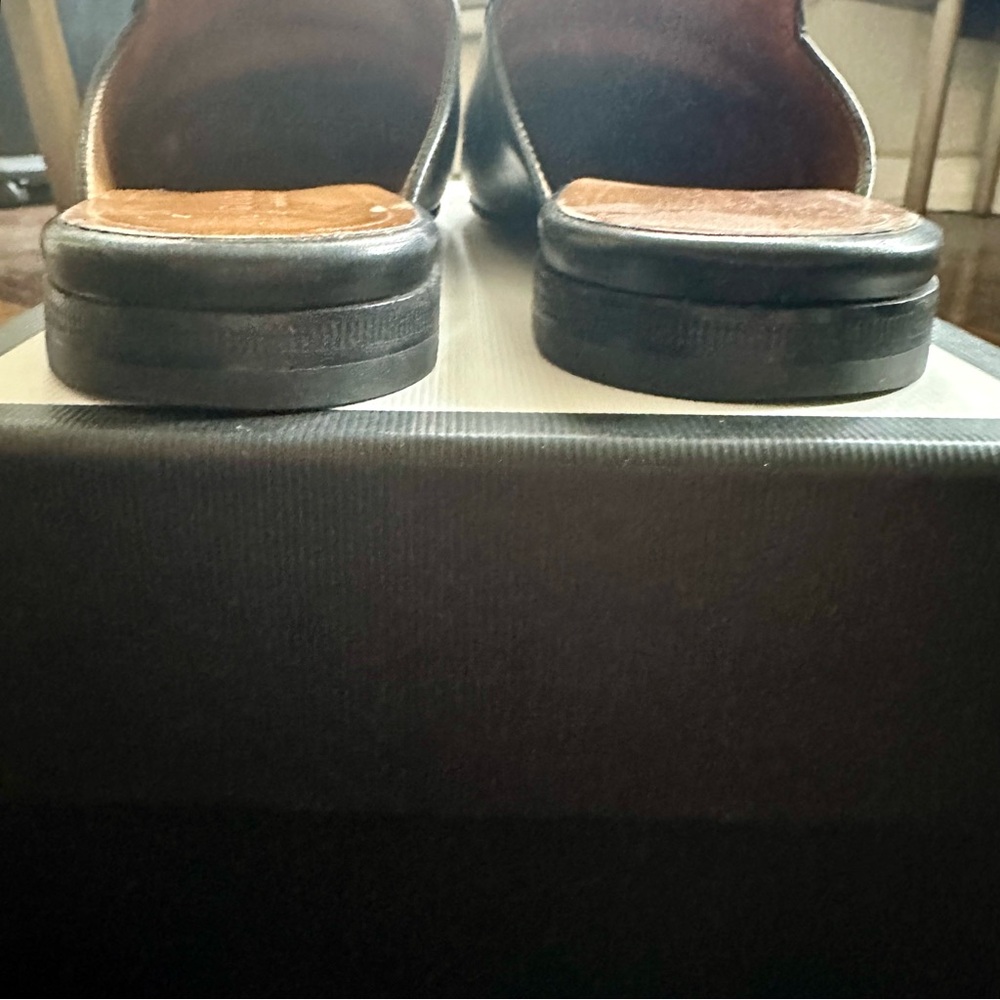 GUCCI PRINCETOWN BLACK LEATHER MULE SLIDES - SIZE 39.5 - Picture 5 of 12